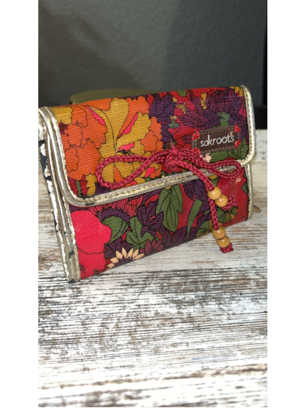 Women's Sakroots Cosmetic Bag One Size Red Gold Floral Print